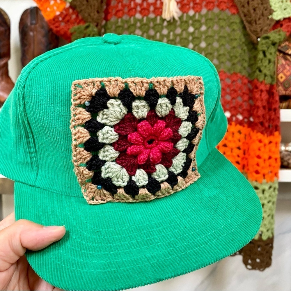Custom GRANNY SQUARE corduroy one size trucker hats available upon request